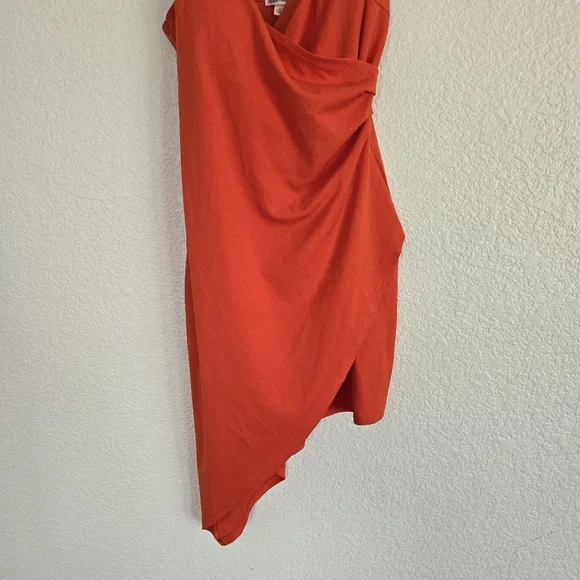 Derek Heart NWT Faux Wrap Orange  Asymetrical Midi Dress XL - Picture 4 of 7